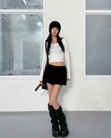 [U-BASIC] Lend off U-neck basic crop long sleeves
