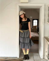 [ORIGINAL] Moel Cancan Check Midi Skirt