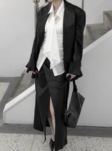 Revon Crack Leather Long Skirt