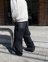 No.1126 back embro wide denim PT