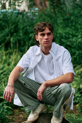 TEMPUS OVER-FIT HALF SLEEVE SHIRT [WHITE]