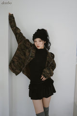 velvet cancan banding mini skirt