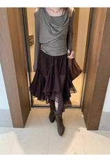 Cozy Soft Shirring Long Sleeve T-shirt