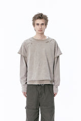 DAMAGE LAYERED L/S TEE (BEIGE)
