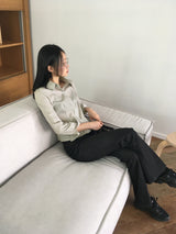 バウンスストライプスリムフィットクロップドロングTシャツ