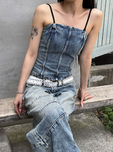 キッチュスリットワイドデニムパンツ