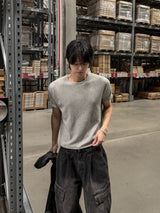 アークワッフルセミマッスルフィットクロップ半袖Tシャツ