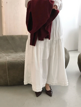 プアスリーリボンカンカンフリルスカート