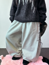 Rope Line Ribbon Side Semi Balloon Wide Pants 🖤🤍 2COLOR