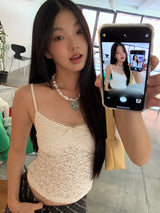 French Design Lace Sleeveless T-shirt