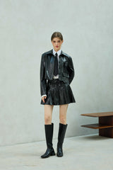 MOLLY LEATHER CROP JACKET / BLACK