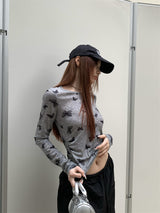 バタフライスパンデックス長袖Tシャツ