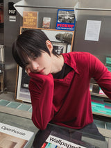 ノッチダイアゴナルボタンレイヤードロングスリーブ