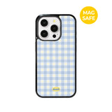 【MADE】スカイブルーチェックiPhoneケース [Glossy Glass/Magsafe]