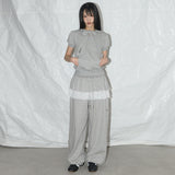 Frill Lace Button Sweatpants (Melange Gray) F25QD899