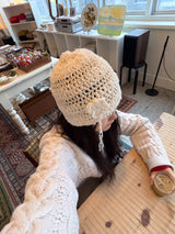 Fluffy Clover Beanie-Cream