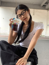 クラシックドットUネッククロップ半袖Tシャツ