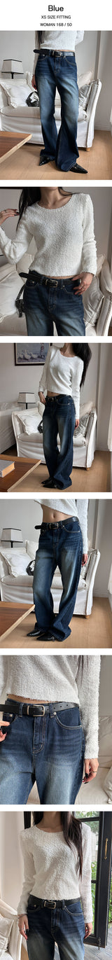 [Unisex] Golgi blue washing boots cut pants