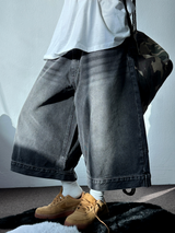 UP SIDE DOWN BACK PATCH CARGO BALLOON DENIM BERMUDA 🩵🖤2COLOR