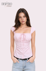pink sweet bustier sleeveless blouse