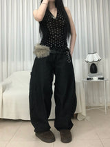 Stud Cross Wide Denim Pants