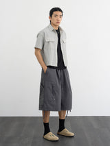 Double pocket checked crop shirts 3color