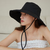 Nylon Strap Wide Bucket Hat (Black)