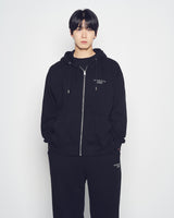 25FW BASIC LOGO NAPPING HOODIE ZIP UP BLACK