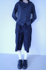 Maroon button bermuda pt (3color)