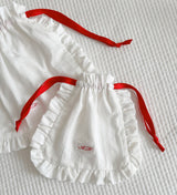 Initial Label Frill Pocket Red String Small Size