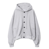 ASCLO ビッグボタンダブルフードカーディガン (3color)