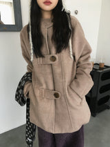 Balmacaan hood coat