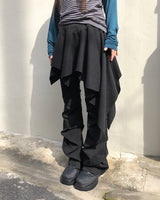 Pore Unbalance Banding Layered Midi Skirt