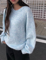 Wend Wool Bokashi Pastel Loose Fit Round Knit