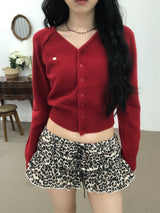 Leopard Shirring Skirt Pants