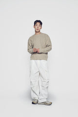24FW セミワイドパラシュートカーゴポケットパンツ アイボリー