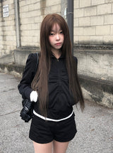 Dain Shirring Banding Zip-Up Jacket