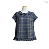 (3color) Classic Frill Check Short Sleeve Blouse