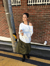 Smoke applique midi skirt (3color)