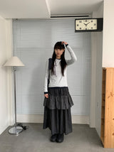 Handad Frill Check Banding Long Skirt