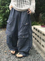 Multi-pocket non-fade shirring cargo pants (2c)