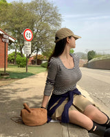 [BELLIDE MADE] punching striped long-sleeved T-shirt