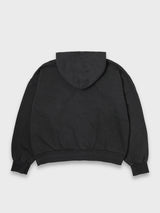 SKULL ZIP HOODIE PIGMENT DYED - CHARCOAL