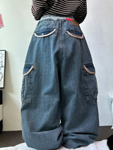 HIGH QUALITY 💍💎 LIP BALLOON PARACHUTE DENIM PANTS 🤎2 SIZE