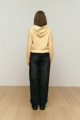 CHERRY RIBBON HOODIE CARDIAGN [LIGHT YELLOW]