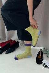 (SET) パンチング カラーブロック ソックス