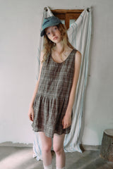 T/T Peony check one-piece (brown)