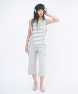 STRAP POINT CAPRI PANTS - LIGHT GRAY