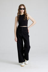 WMNS LOOSEFIT COTTON PANTS BLACK