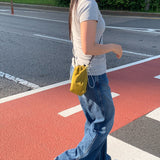 Nylon pouch bag - BLUE / MUSTARD